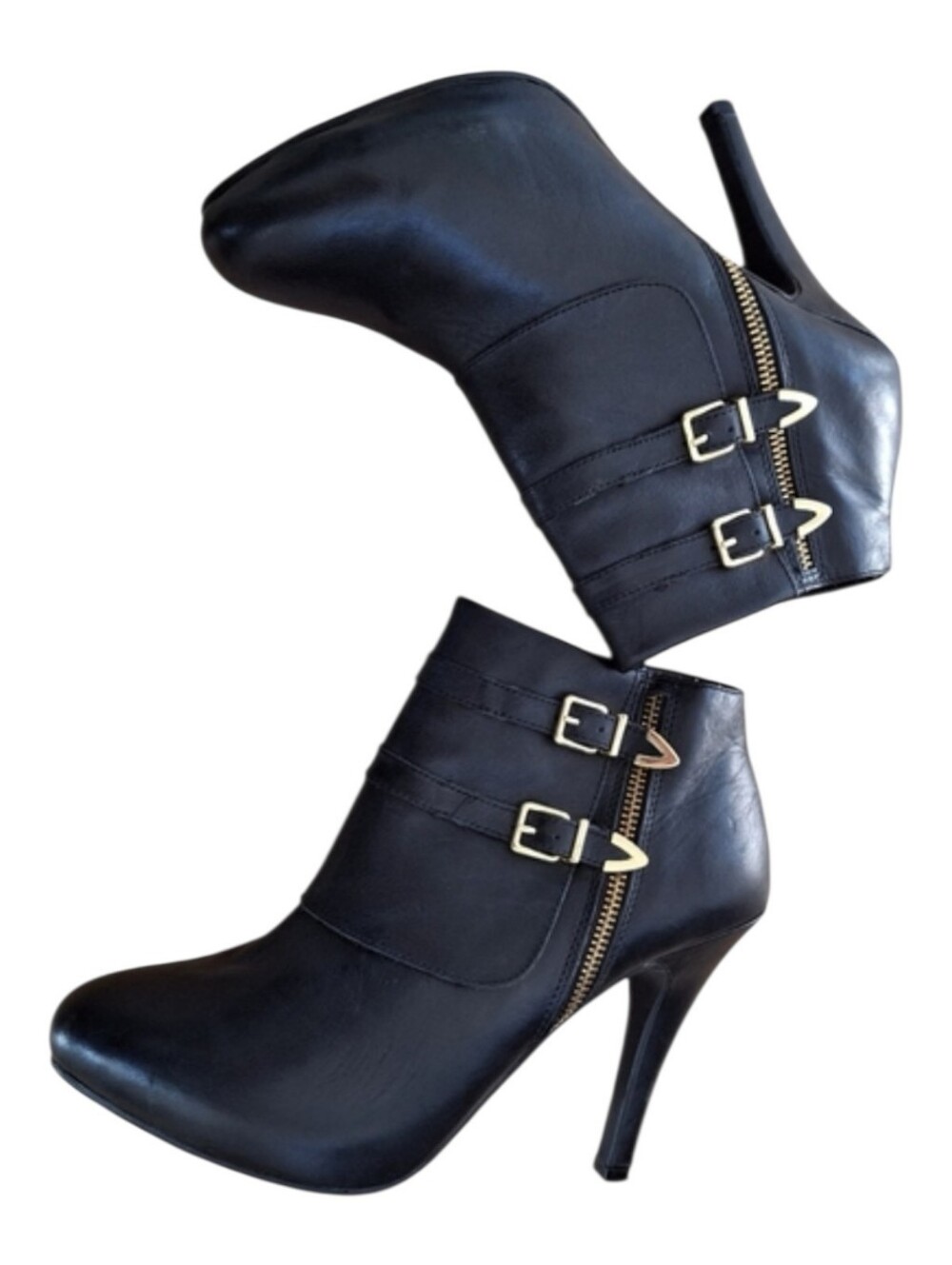Me Too Lennon Womens Black Leather Platform Heeled Bootie Ankle Boot sz 9.5M …